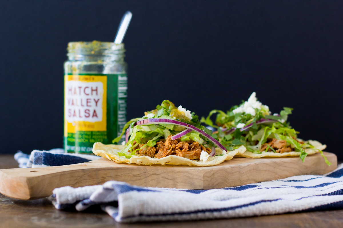 pulled pork tacos, hatch green chile salsa, cinco de mayo recipes, taco recipe, blair staky, the fox and she