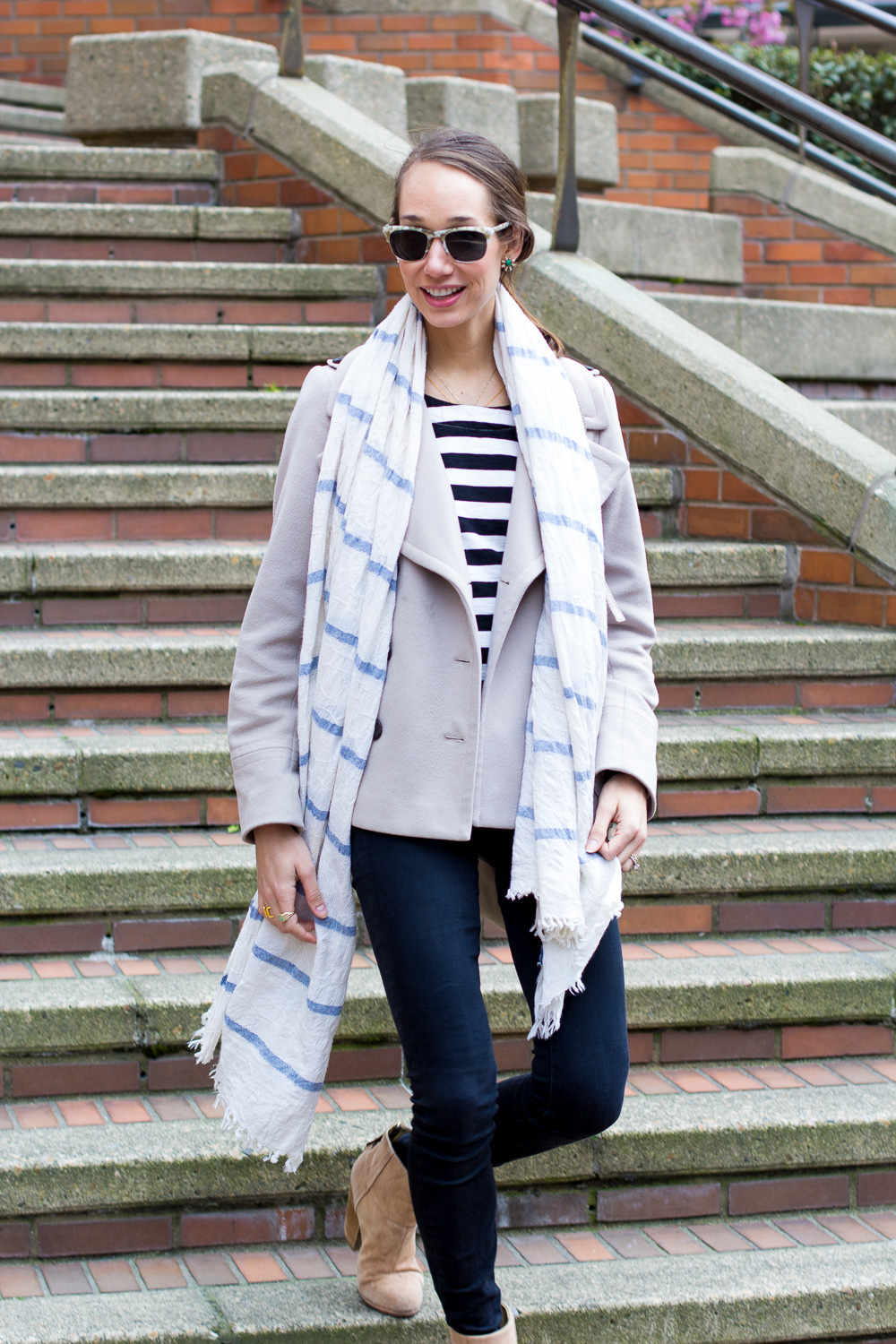 stripes on stripes, striped tee, mih jeans, rag and bone booties, the fox and she, blair staky