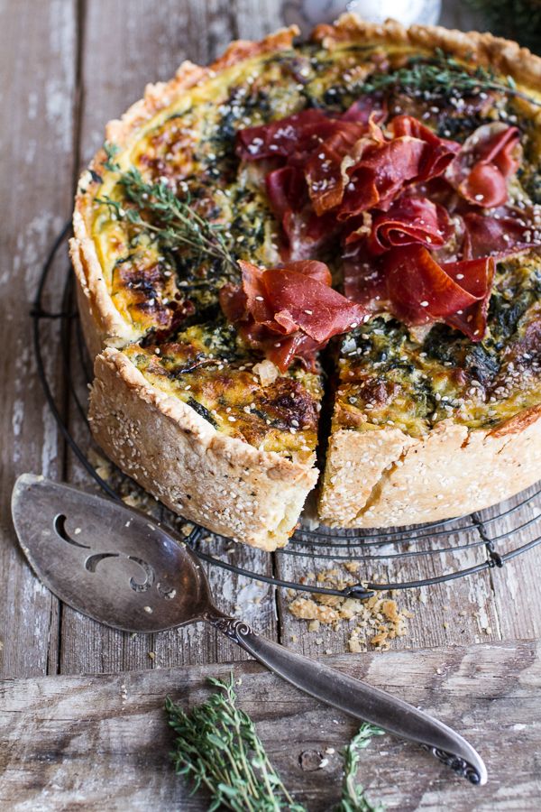 Deep Dish Spinach, Prosciutto Quiche @TheFoxandShe
