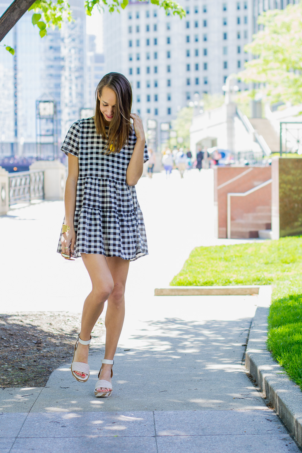 Gingham Dress with Cut-Out Back @TheFoxandShe