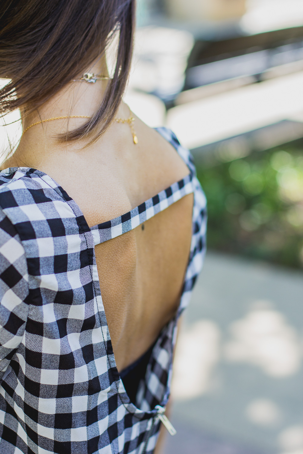 Gingham Dress with Cut-Out Back @TheFoxandShe
