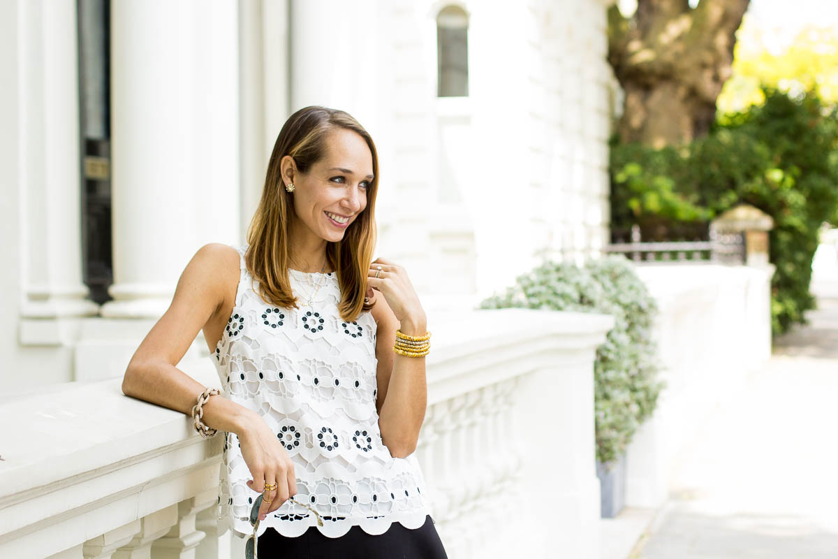 black and white outfit in Notting Hill — via @TheFoxandShe