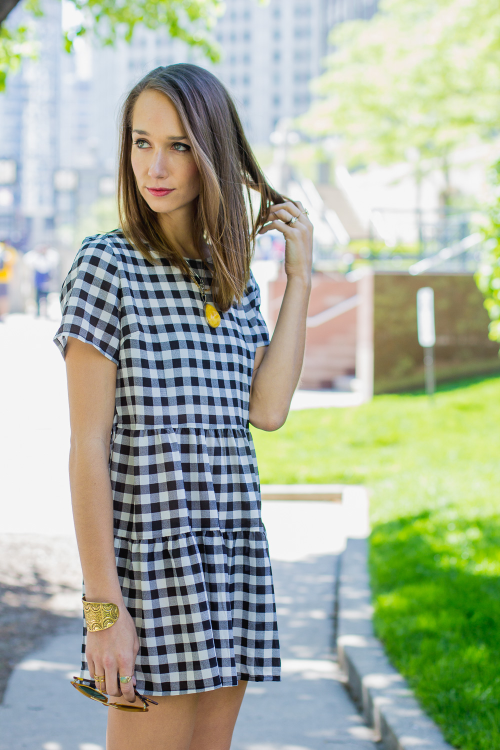 Gingham Dress with Cut-Out Back @TheFoxandShe
