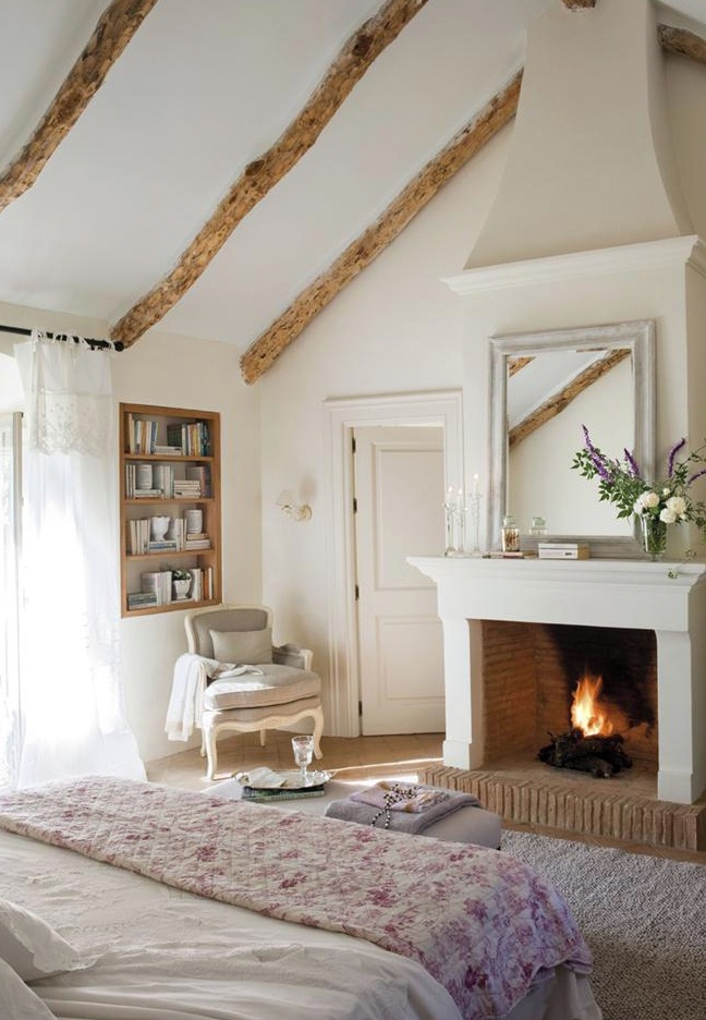high ceilings with wood beams