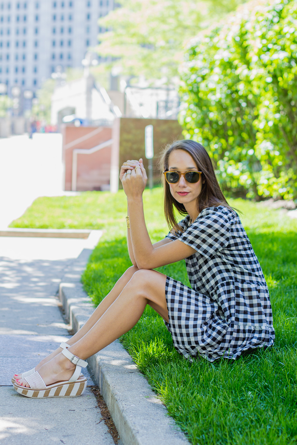 Gingham Dress with Cut-Out Back @TheFoxandShe