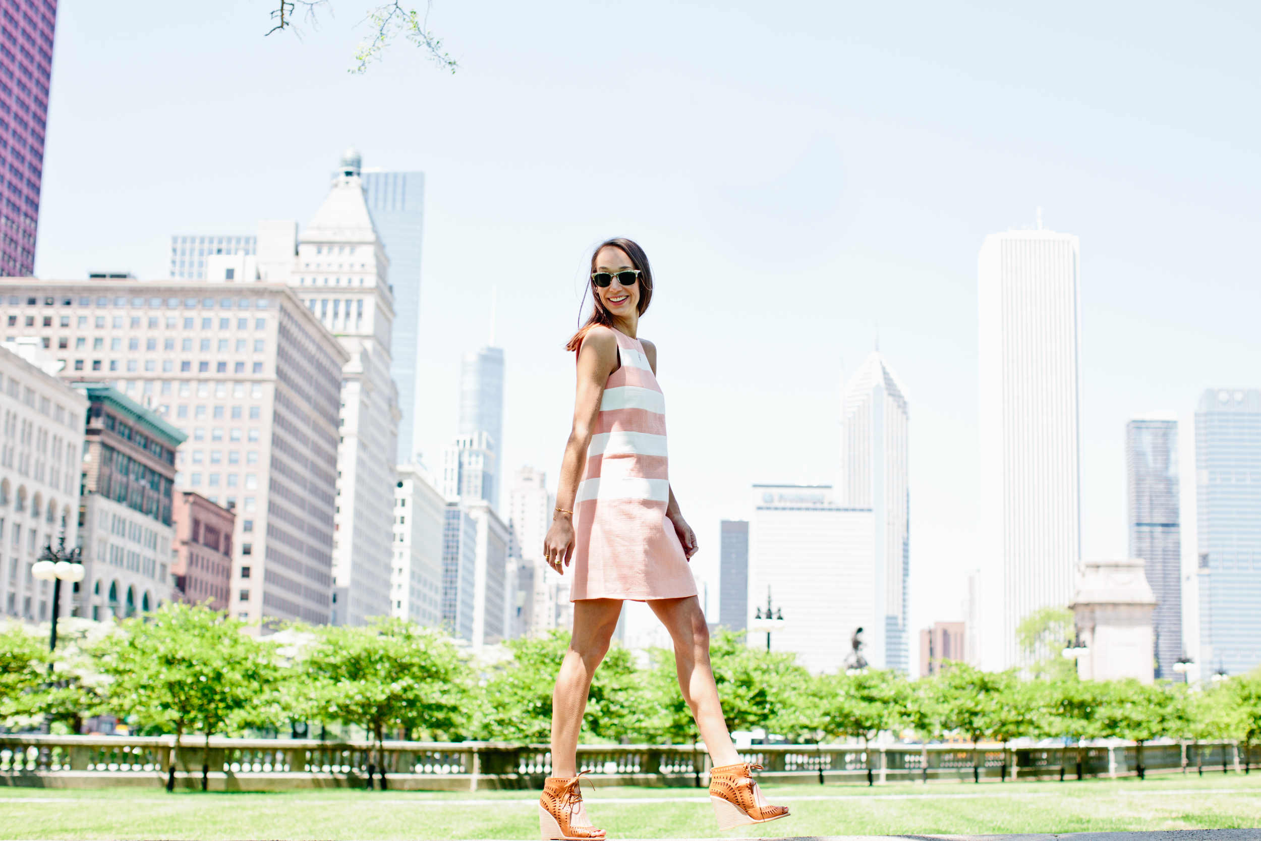 Lasercut Rodillo Wedges and Striped Shift Dress — via @TheFoxandShe #anthropologie