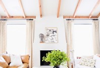 high ceilings and wood beams