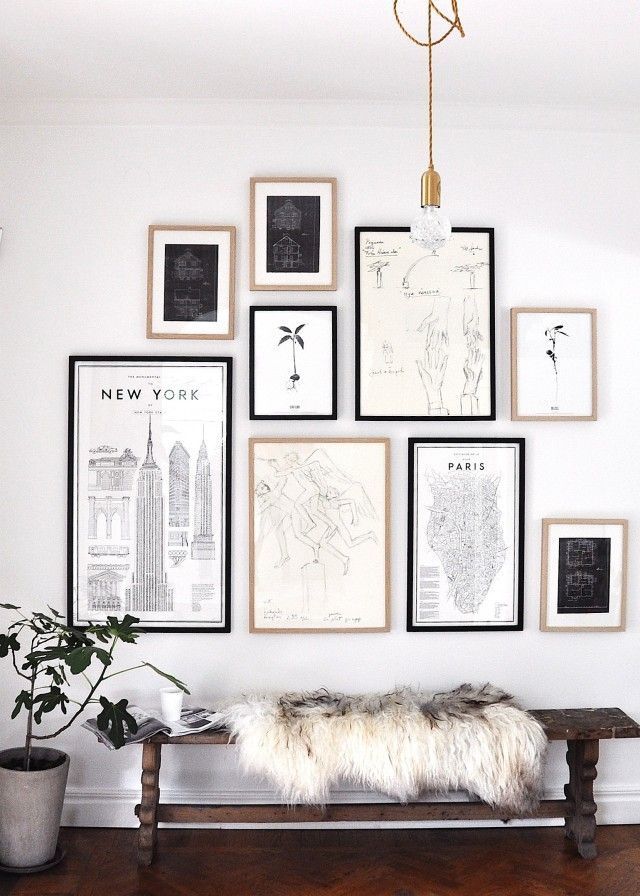 black and white gallery wall