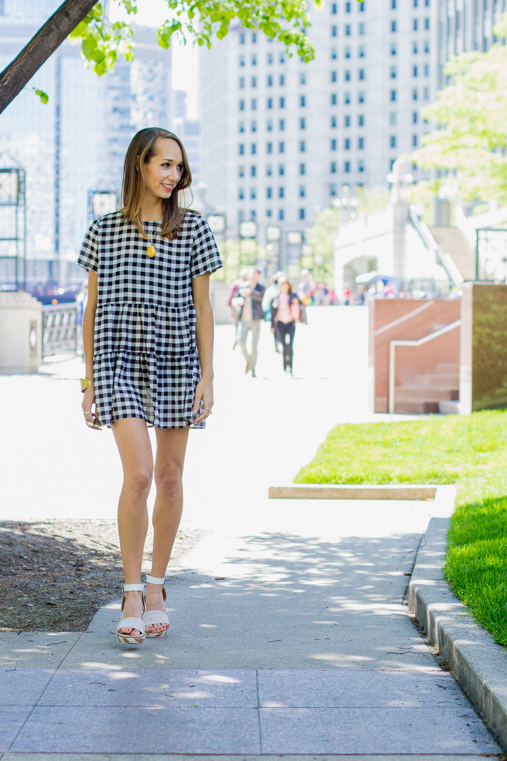Gingham Dress and Wedges @TheFoxandShe