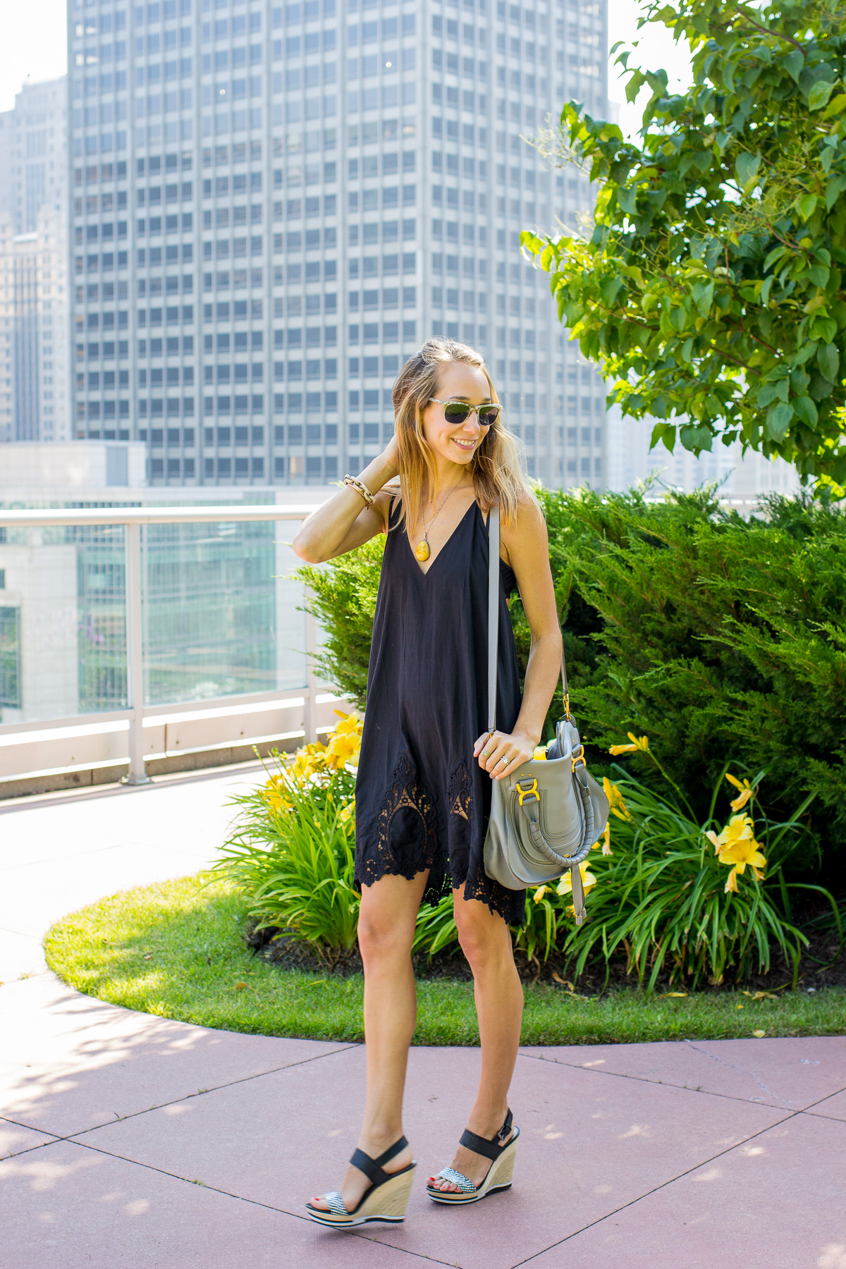 dress and wedges