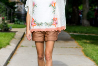 embroidered poncho and vegan leather shorts — via @TheFoxandShe