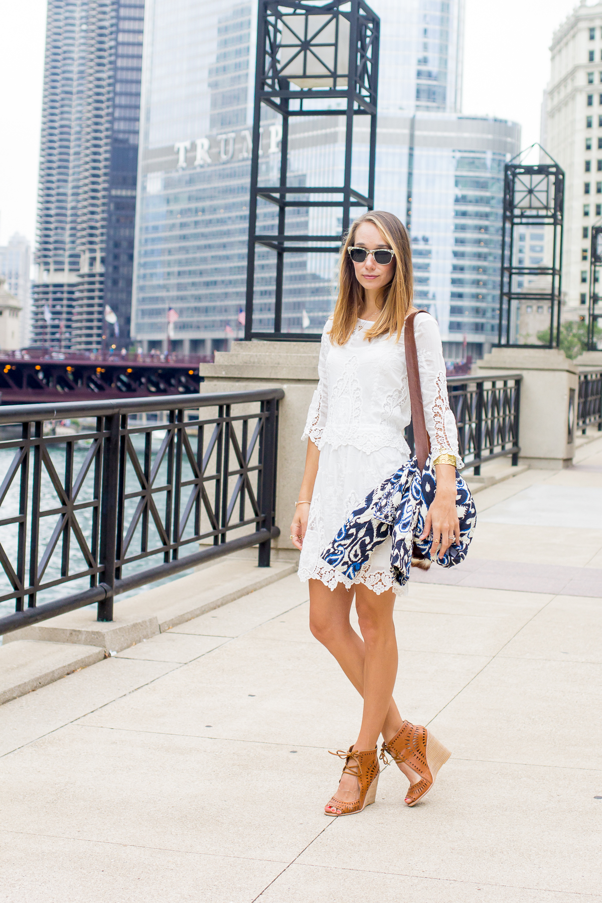 White Lace Dress & iKat Jacket — via @TheFoxandShe