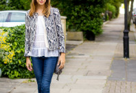 White Shirt, Jeans & Shibori Jacket — via @TheFoxandShe