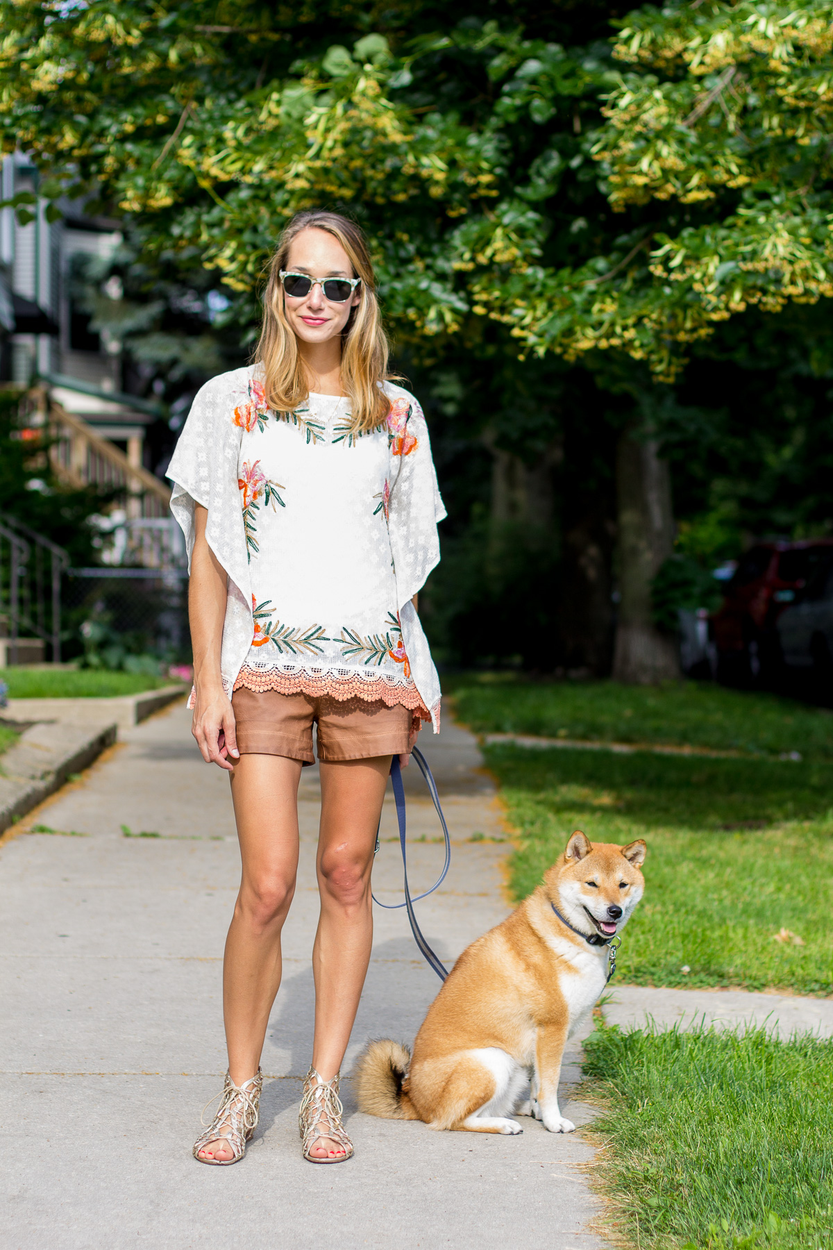 embroidered poncho and vegan leather shorts —&nbsp;via @TheFoxandShe