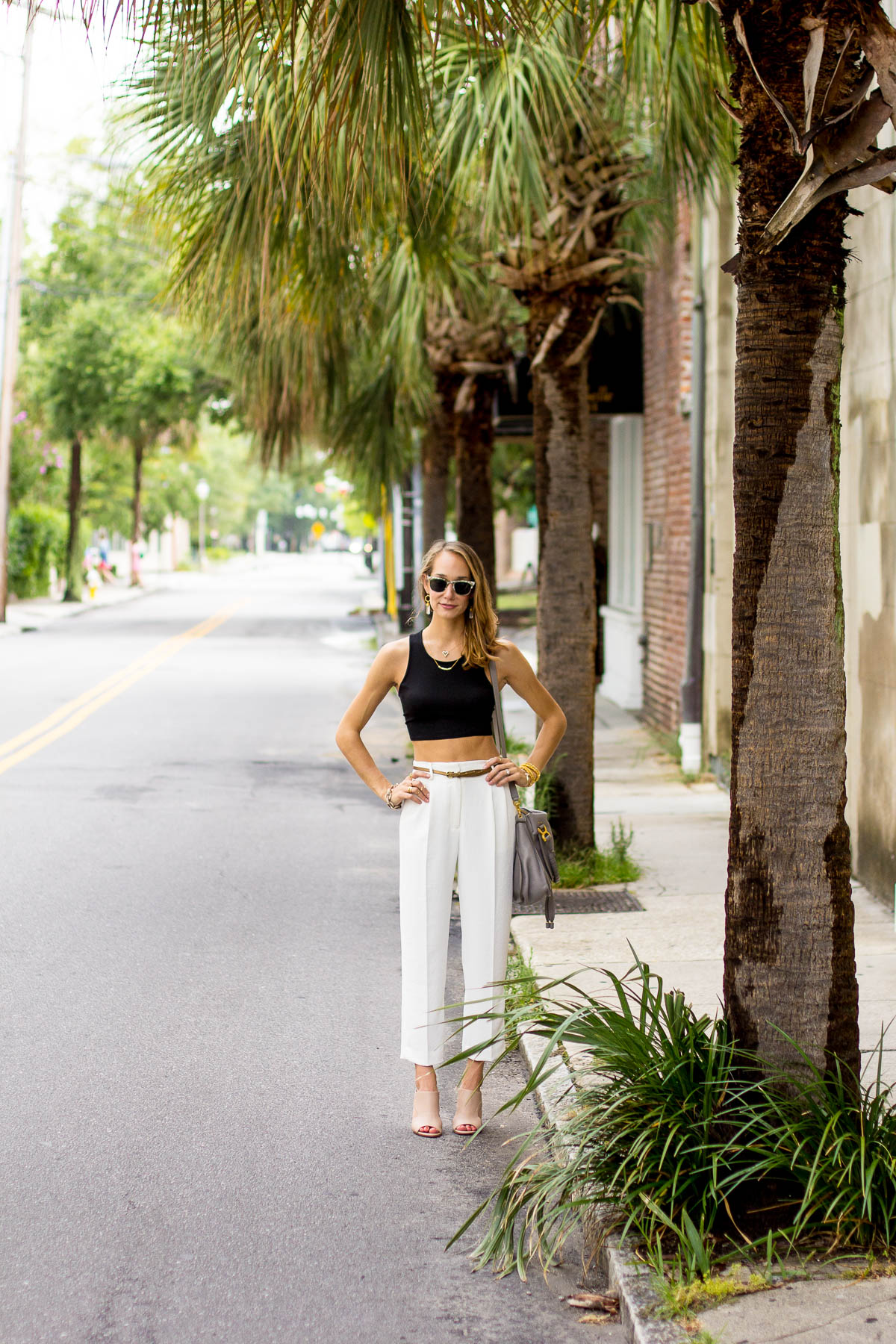 crop top and white pants — via @TheFoxandShe