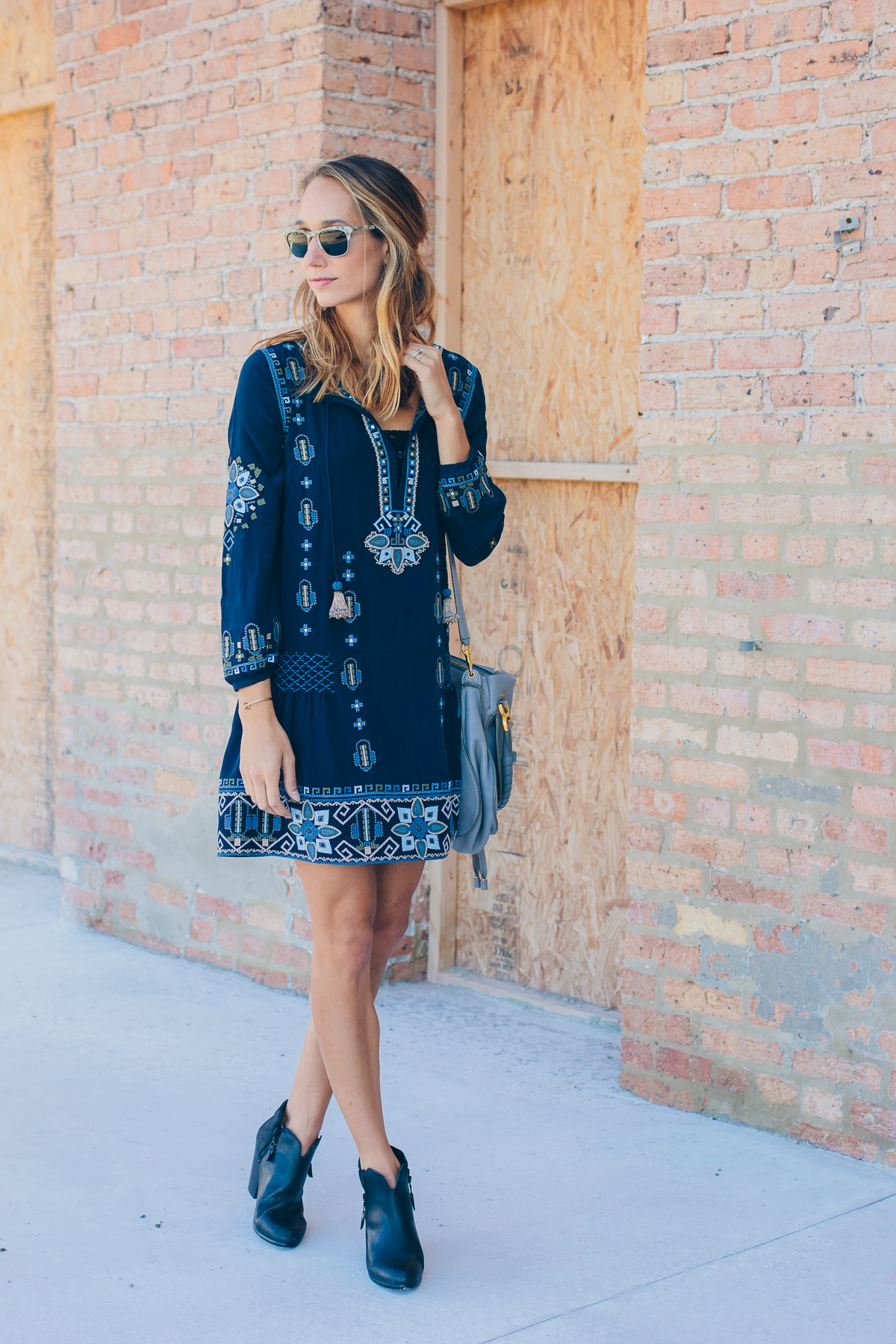 embroidered drop waist dress — via @TheFoxandShe