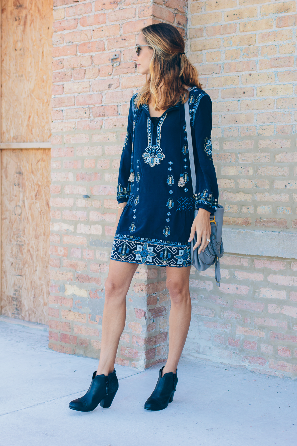 embroidered drop waist dress — via @TheFoxandShe