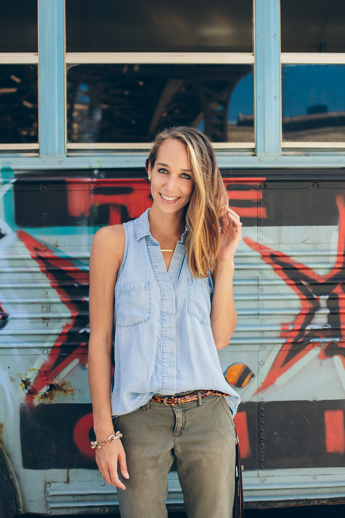 Dotted Chambray Tank — via @TheFoxandShe