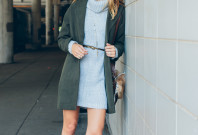 cowl neck sweater dress and cocoon coat — via @TheFoxandShe