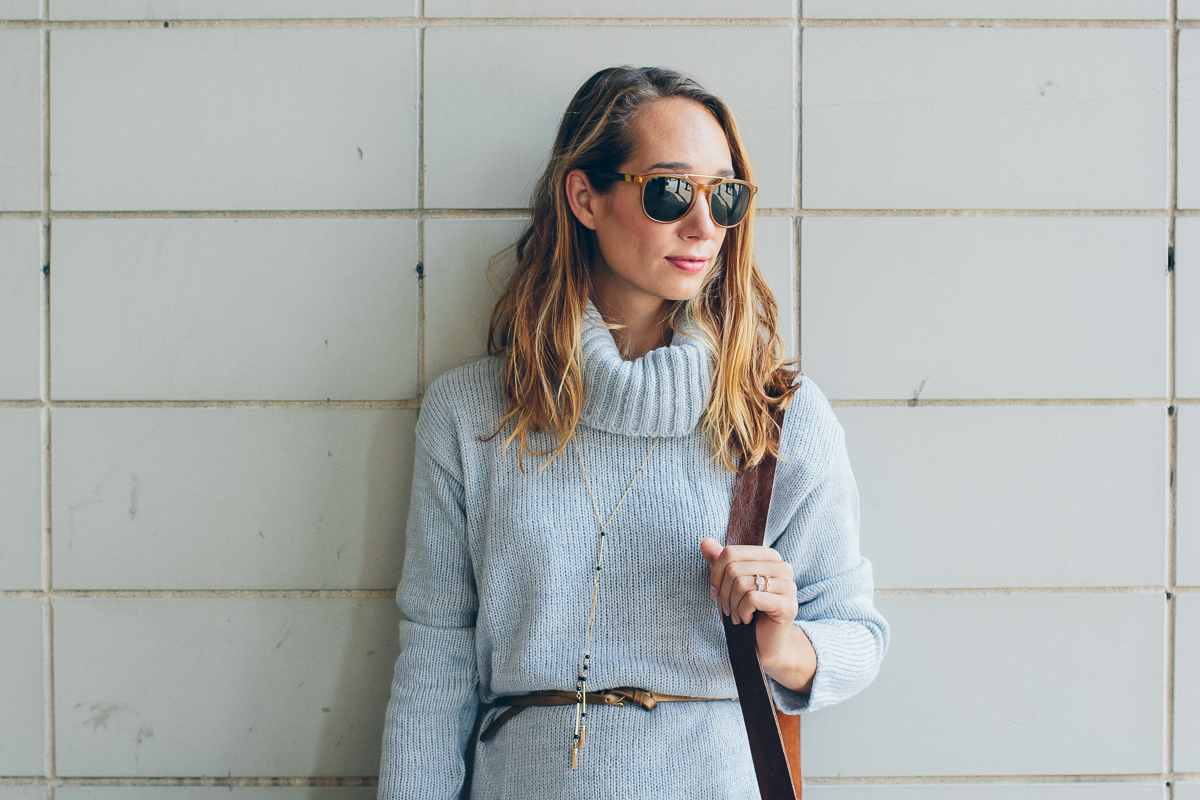 chunky turtle neck sweater dress — via @TheFoxandShe