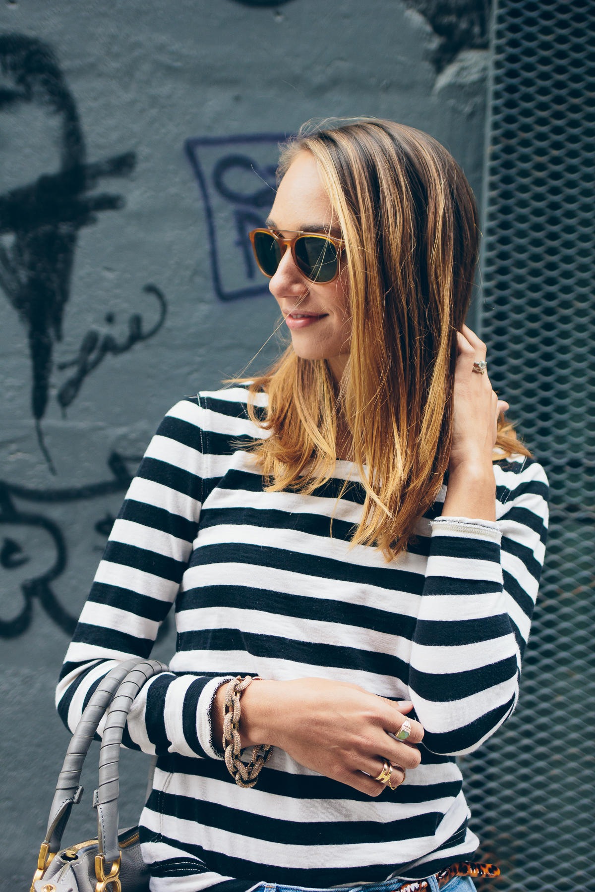black and white striped tee — via @TheFoxandShe