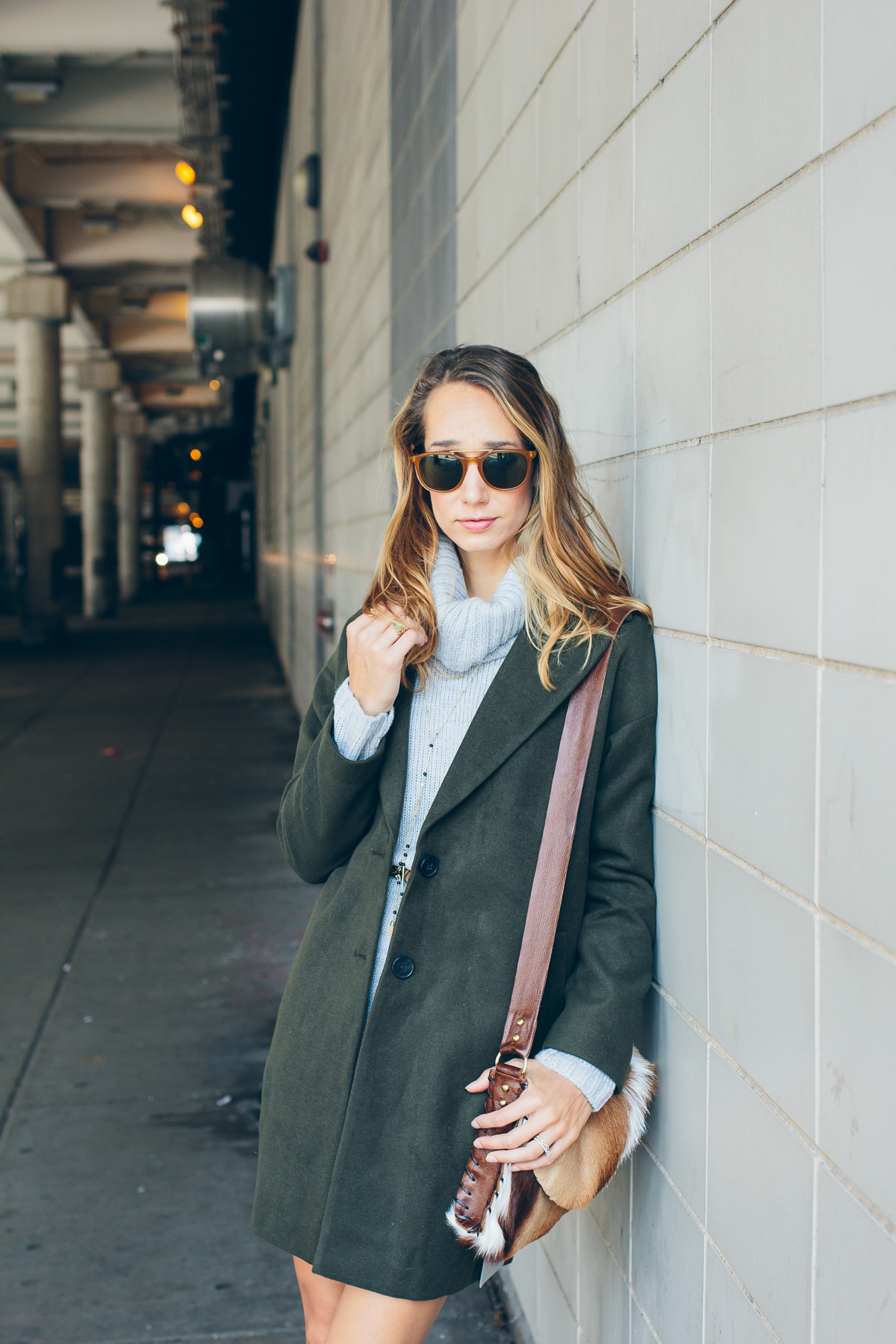 cowl neck sweater dress and cocoon coat — via @TheFoxandShe