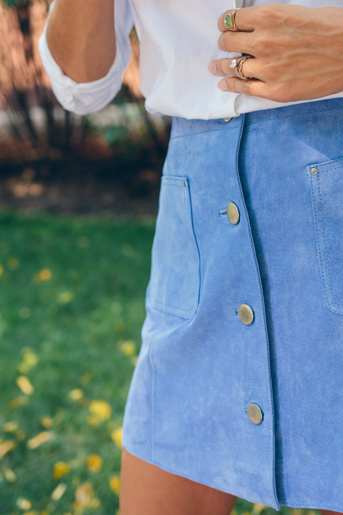 buttoned up suede skirt — via @TheFoxandShe
