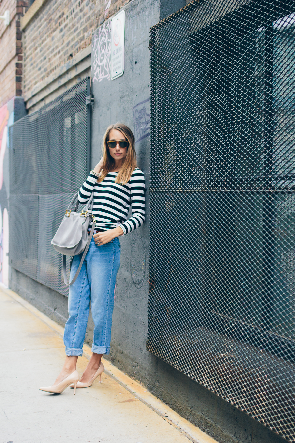 striped tee and boyfriend jeans — via @TheFoxandShe