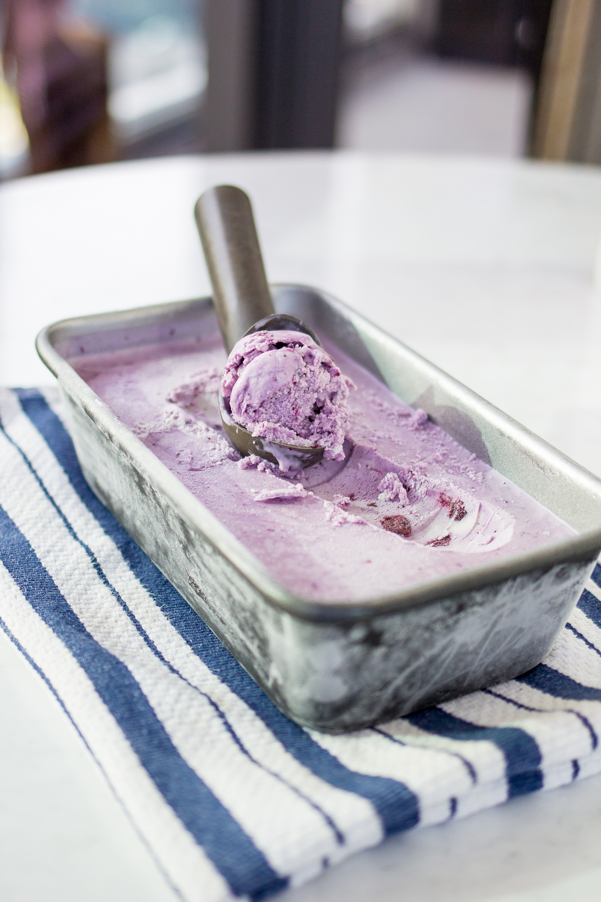 Goat Cheese & Blueberry Ice Cream — via @TheFoxandShe