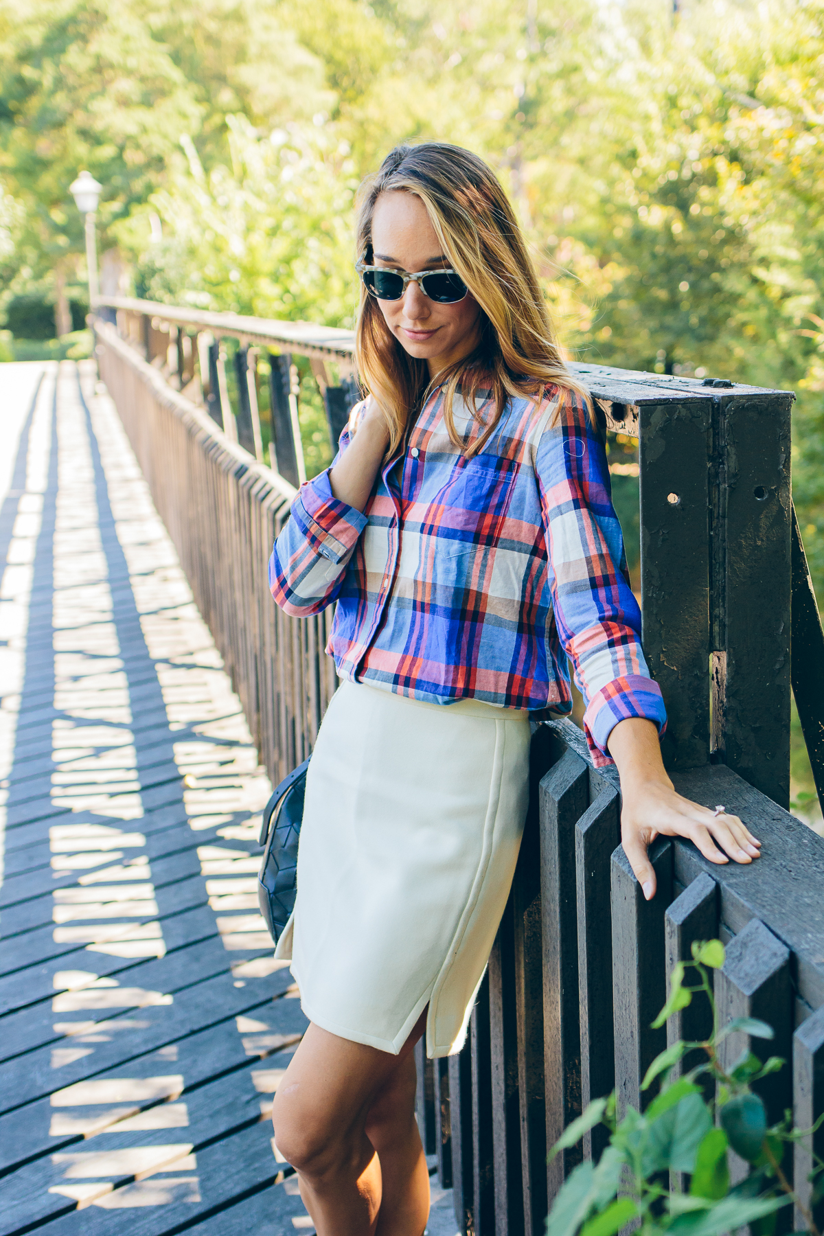 plaid shirt and wool skirt — via @TheFoxandShe