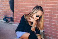 suede skirt, outfit idea, fall fashion, over the knee boots — via @TheFoxandShe