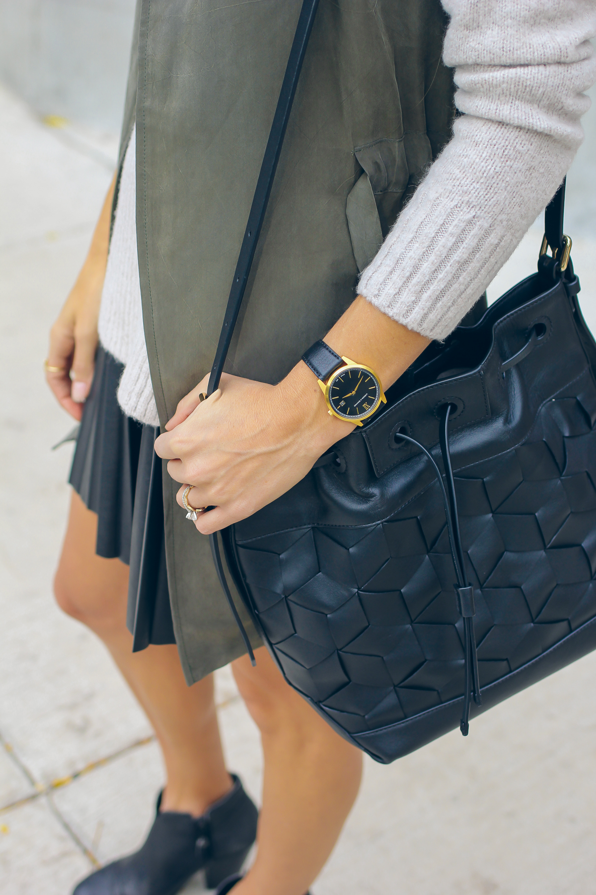 woven leather bucket bag  — via @TheFoxandShe