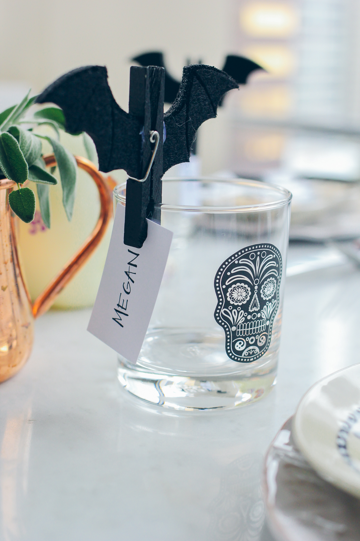 dia de los muertos themed halloween party with cute place settings — via @TheFoxandShe