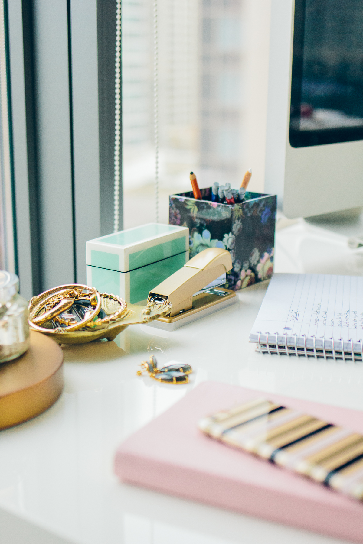 how to create an inspiring workspace, cynthia rowley office supplies — via @TheFoxandShe #inspiredoffice #quillxcynthiarowley