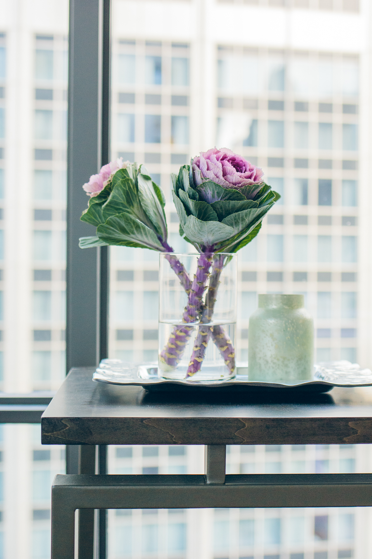 kale plants, console table — via @TheFoxandShe