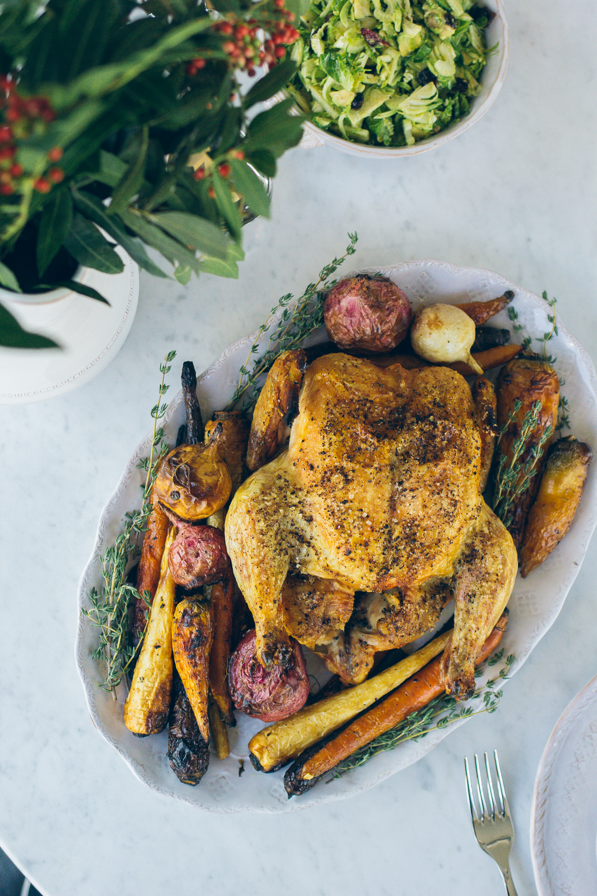 simple roast chicken with roasted vegetables — via @TheFoxandShe