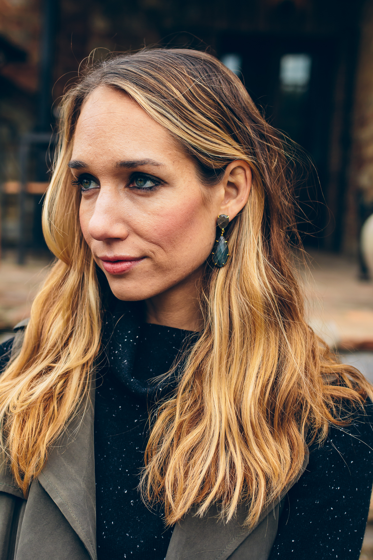 trench vest, black cashmere sweater, winter outfit — via @TheFoxandShe