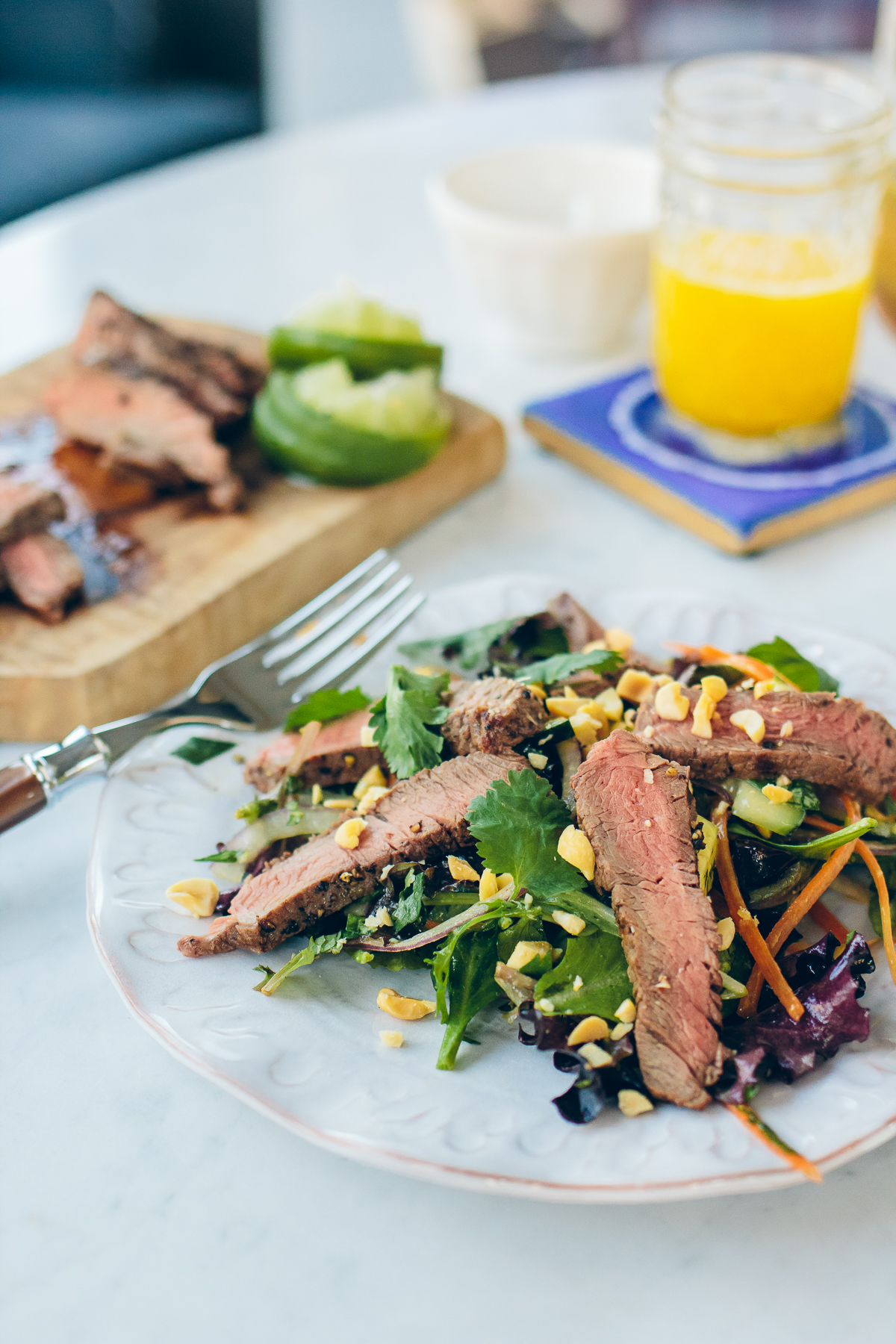healthy thai beef salad with sesame lime dressing — via @TheFoxandShe