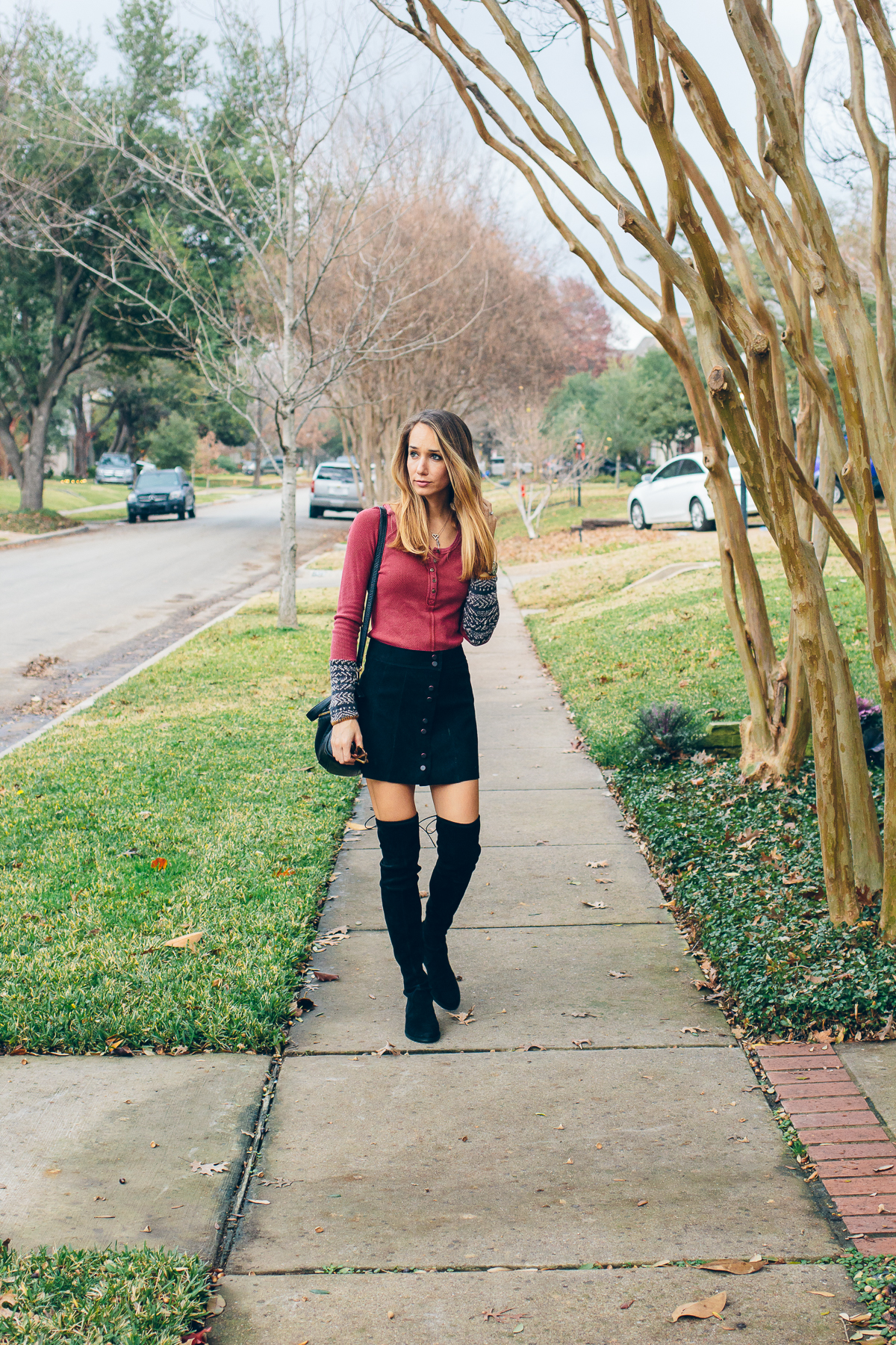 mini skirt with over the knee boots