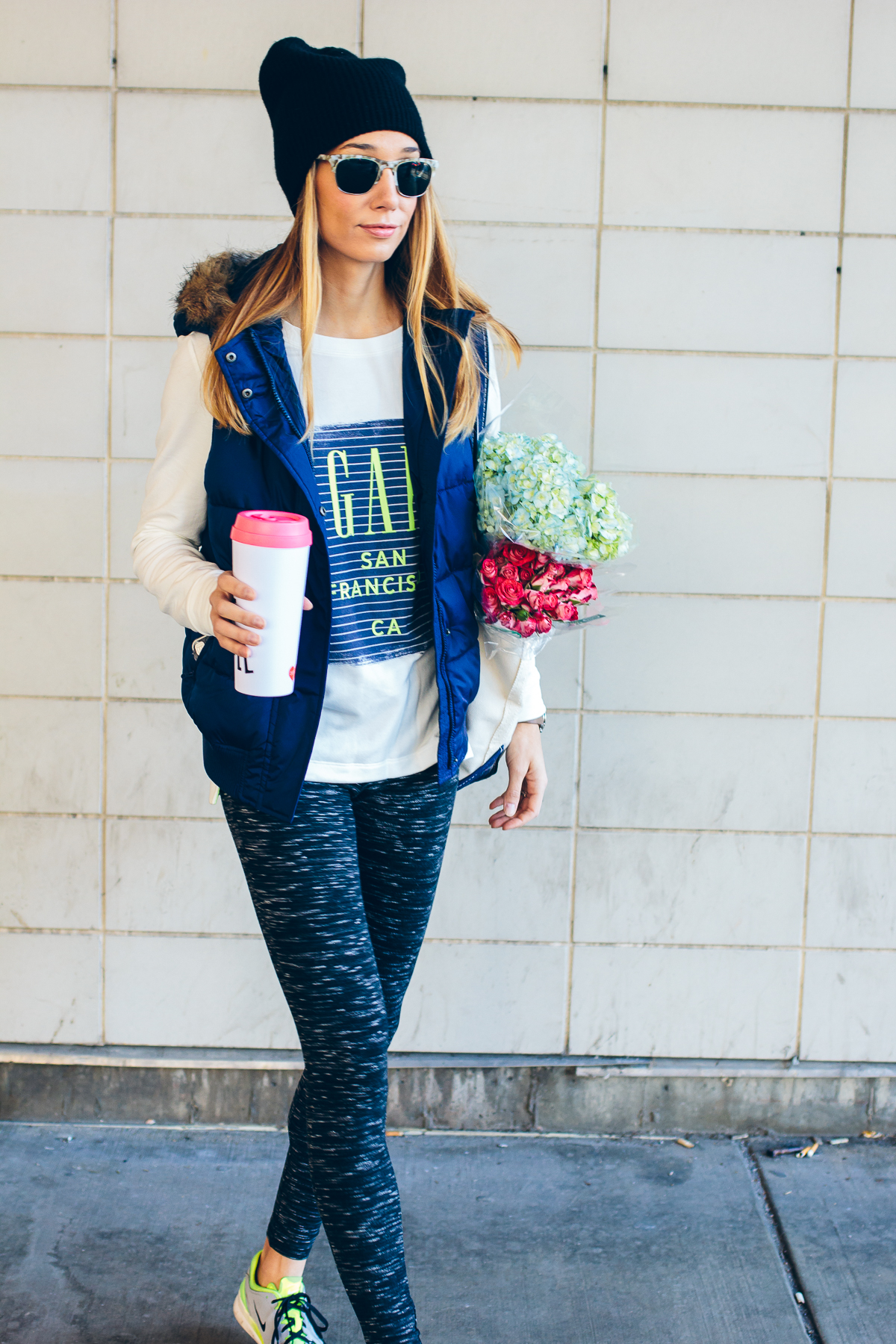 gap factory athletic wear, fur-lined hooded vest — via @TheFoxandShe