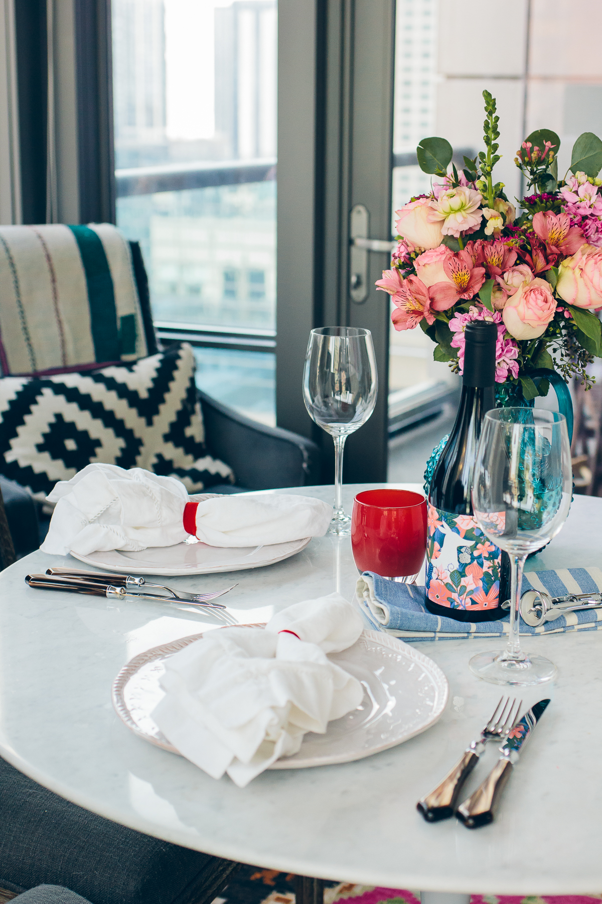 valentine's dinner at home, valentine's tablescape — via @TheFoxandShe