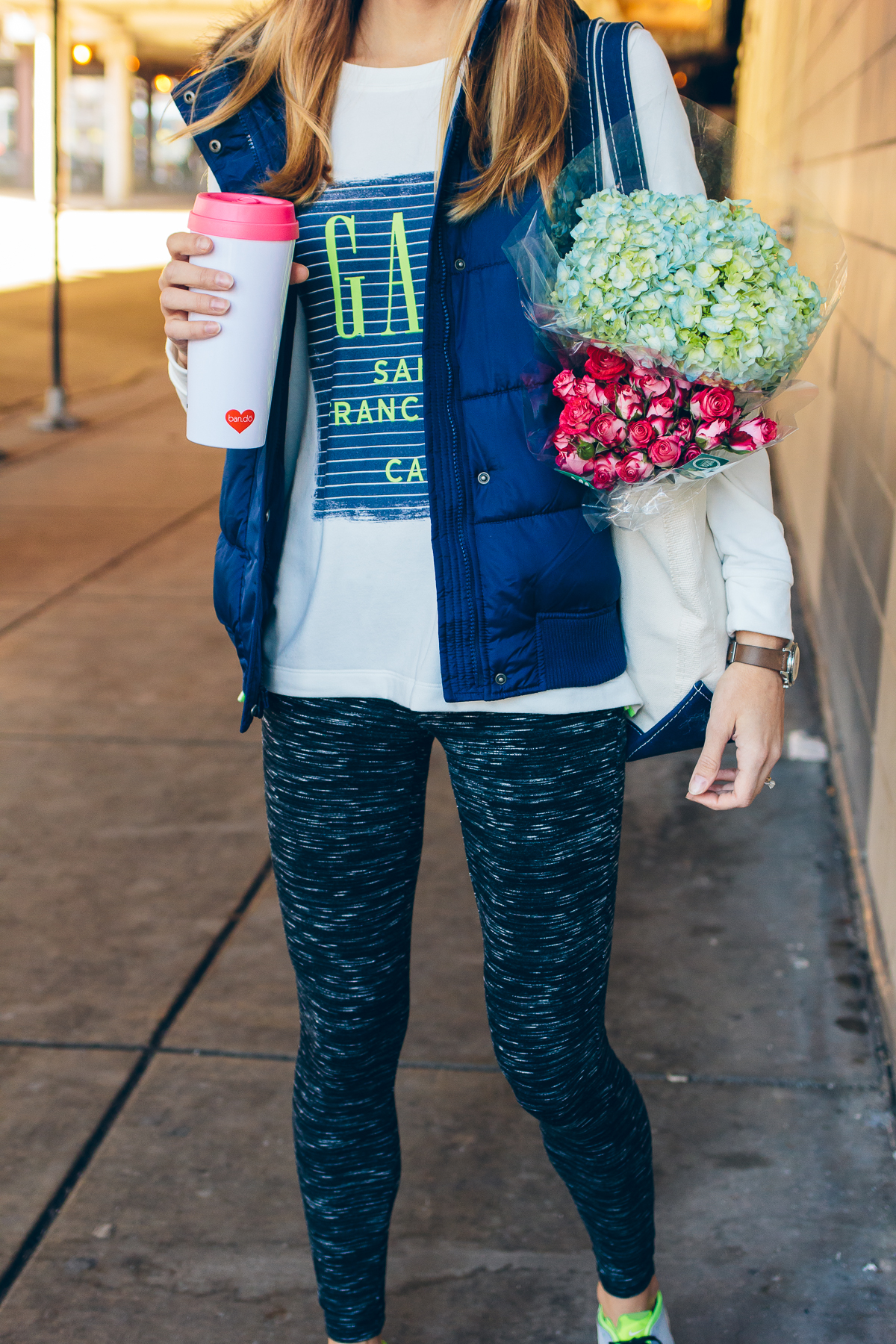 gap factory athletic wear, fur-lined hooded vest — via @TheFoxandShe