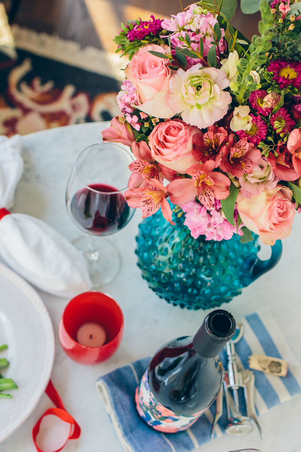 valentine's dinner at home, valentine's tablescape — via @TheFoxandShe