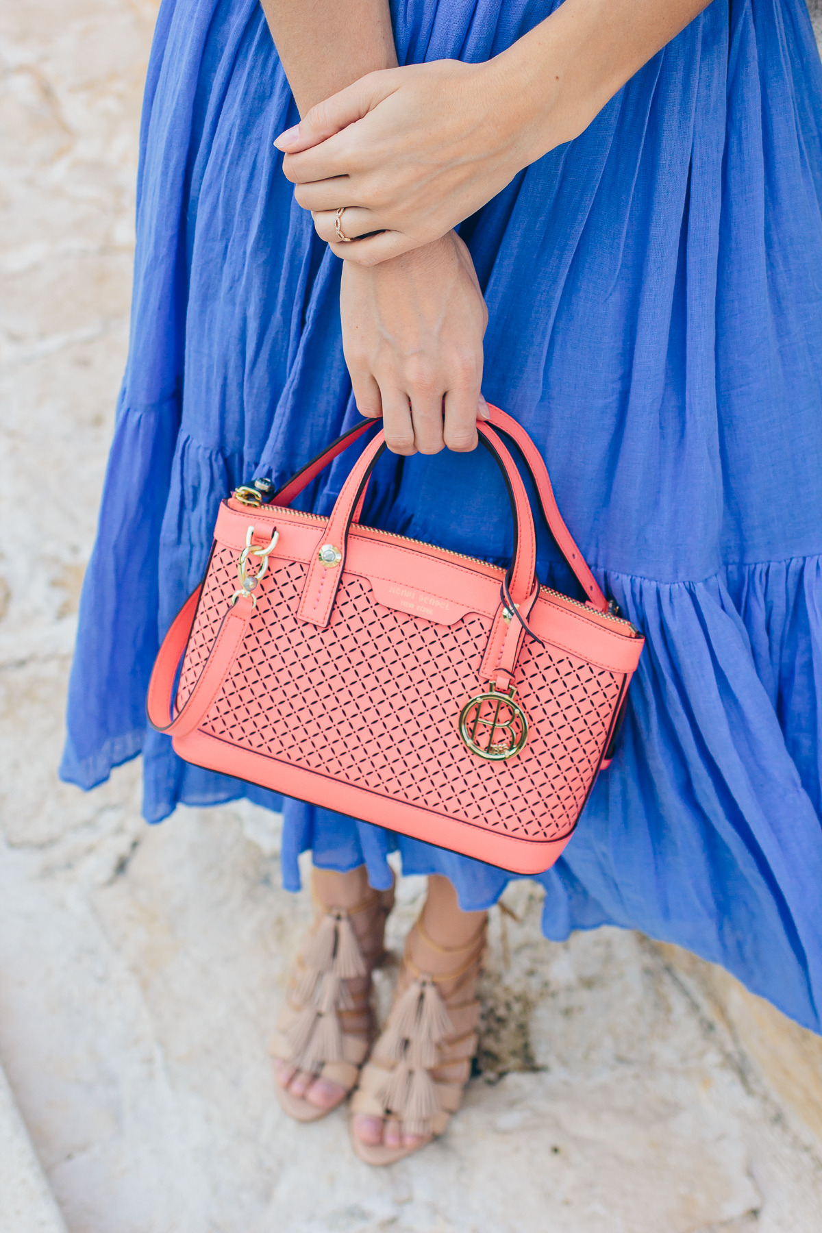 peasant dress, boho style, spring outfit inspiration, henri bendel bag, loeffler randall luz sandals, tassel sandals — via @TheFoxandShe
