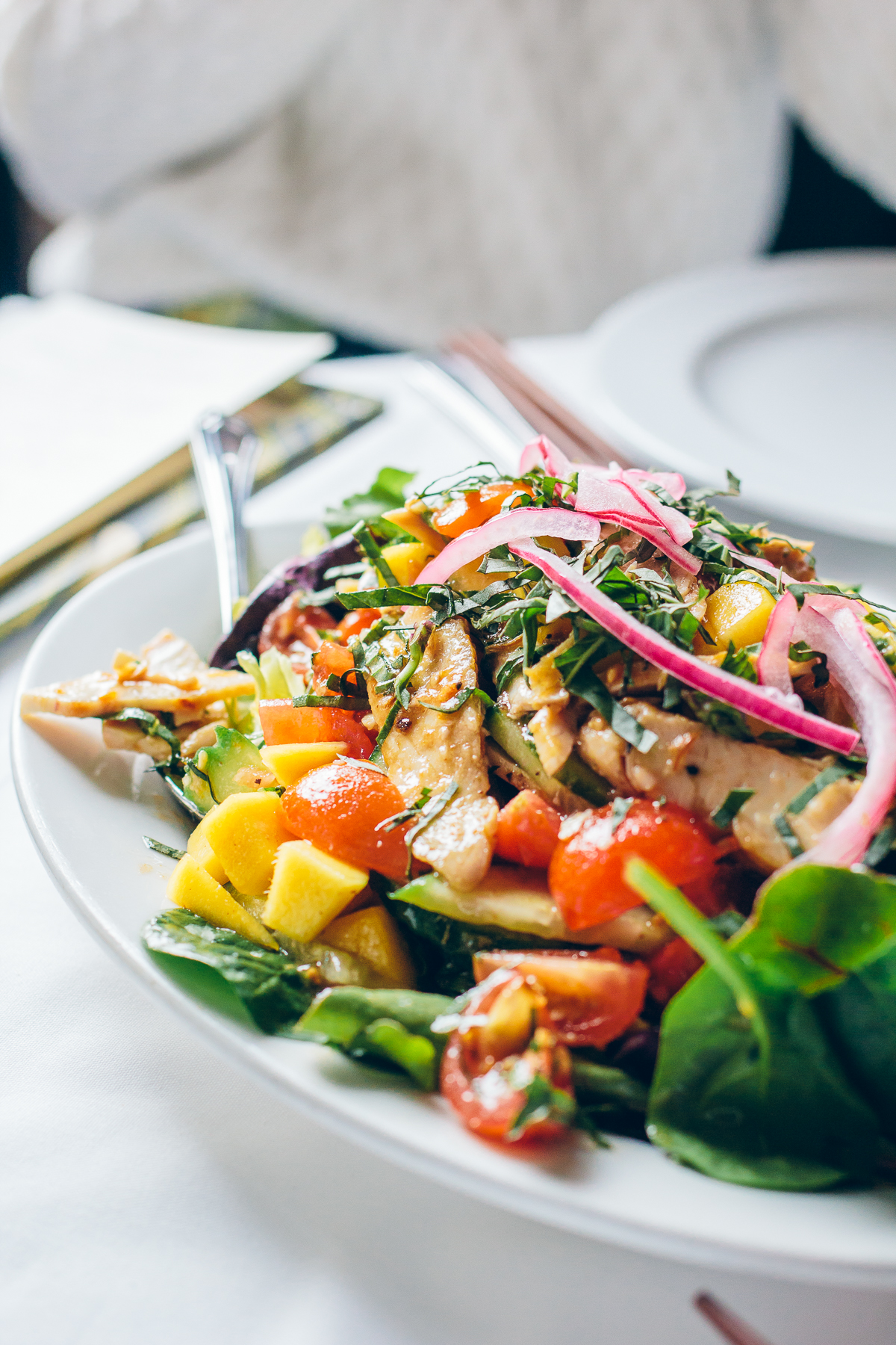 vietnamese food, mango and chicken salad, le colonial chicago, best restaurants in chicago — via @TheFoxandShe