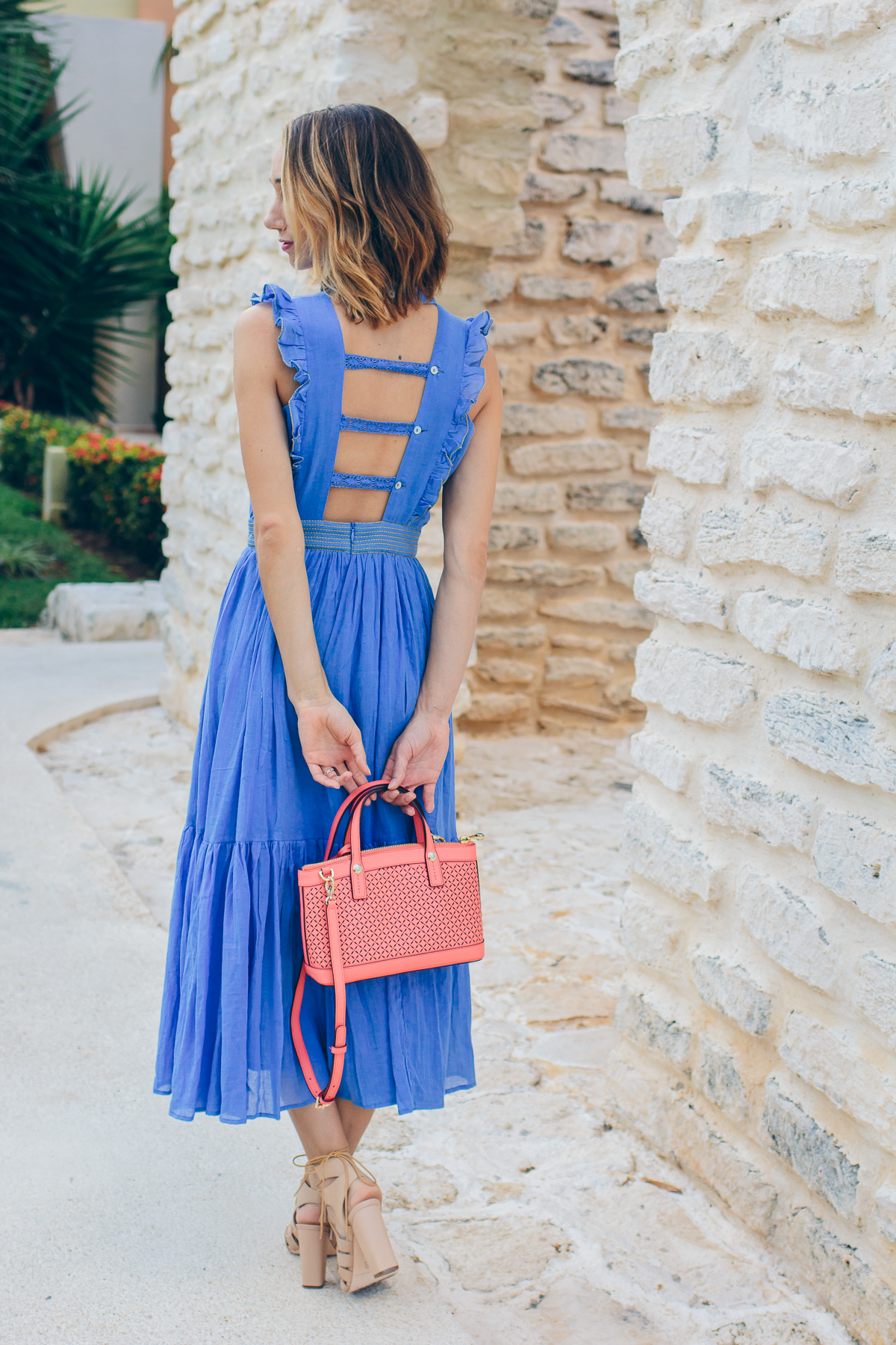 peasant dress, boho style, spring outfit inspiration, henri bendel bag, loeffler randall luz sandals, tassel sandals — via @TheFoxandShe