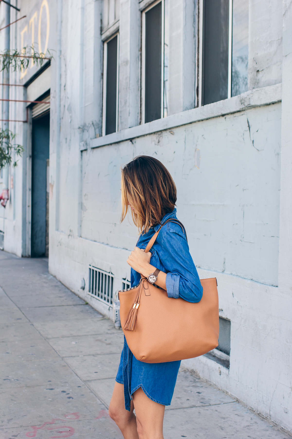leather tote with fringe tassels, spring outfit — via @TheFoxandShe