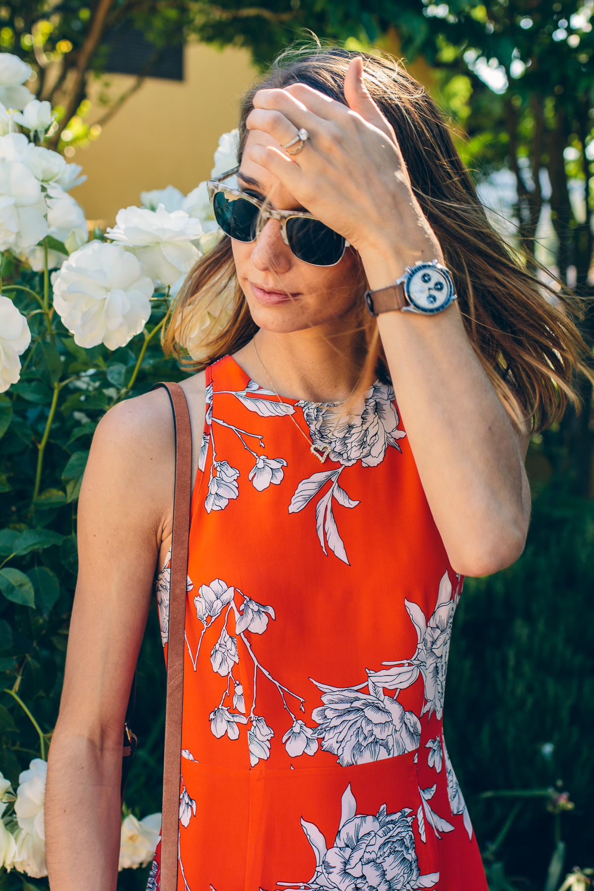 red floral dress — via @TheFoxandShe