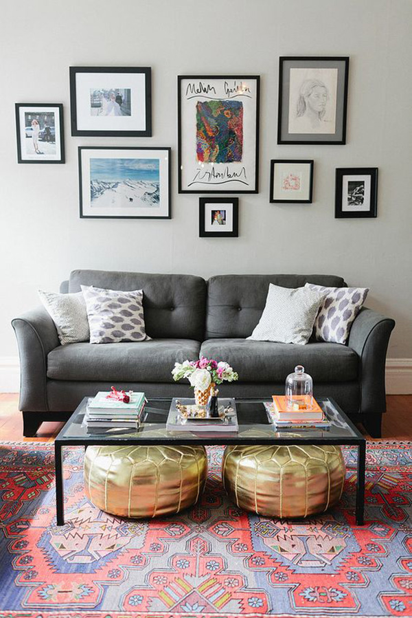 gold moroccan poufs