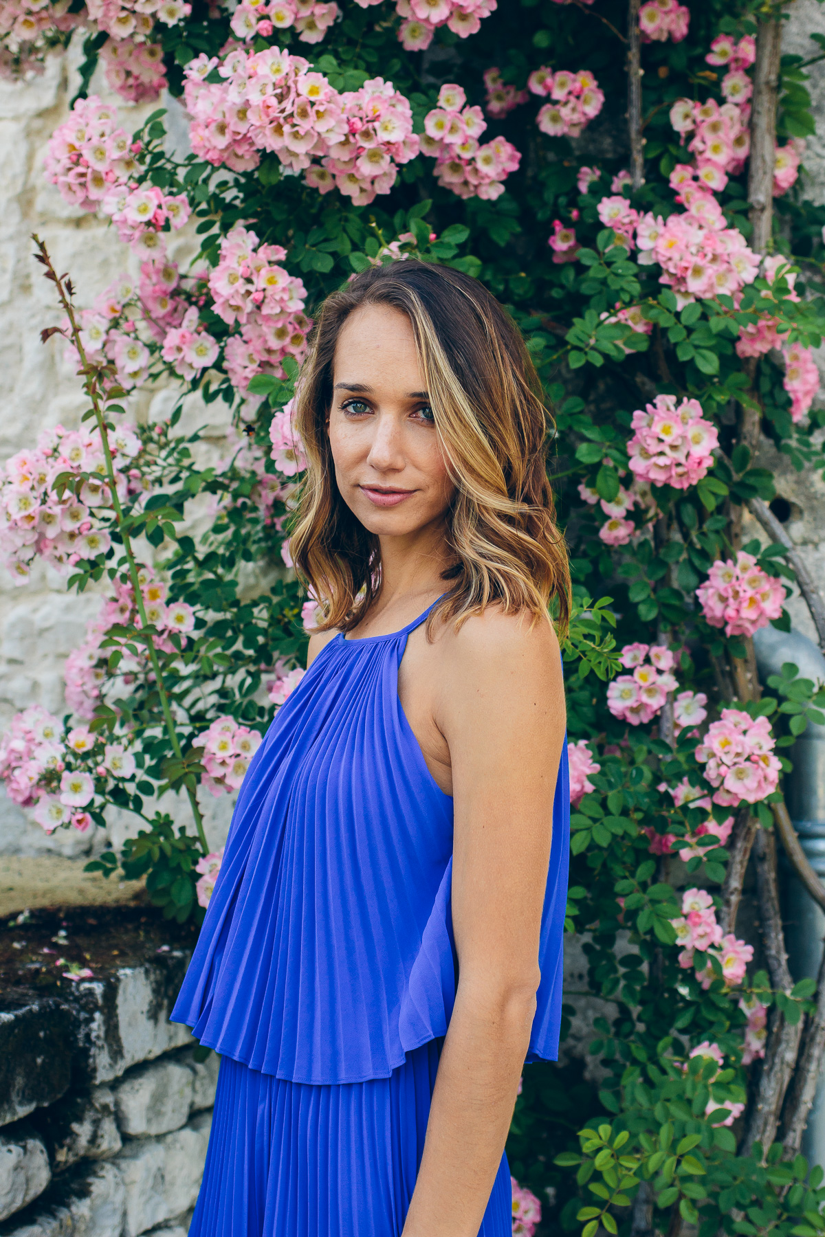 pleated chiffon dress